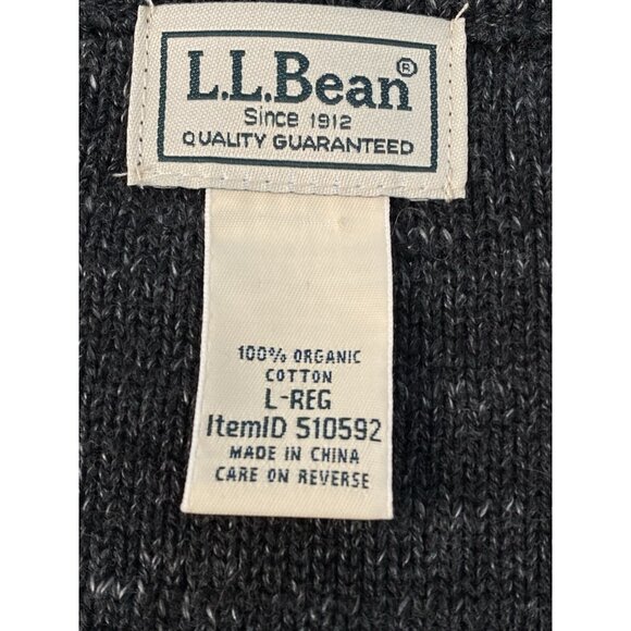 LL Bean Organic Cotton ¼ Zip Sweater Men’s L Reg Pullover Heathered Charcoal - Picture 10 of 16